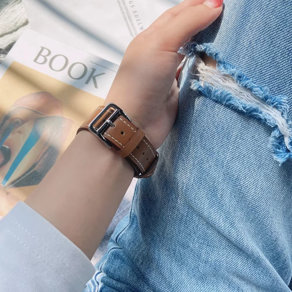 Bracelet de montre en cuir Hermès Compatible avec Apple Watch Ultra série 8 7 6 5 4 3 2 1 SE hommes femmes Iwatch