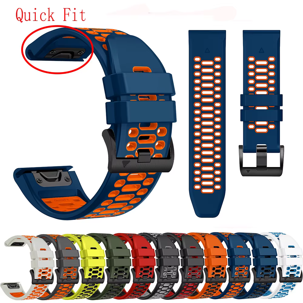 Nouveau bracelet de montre respirant bicolore Sport pour Garmin Fenix 7X 7 Pro 6X 6 Pro 5 5X Plus/Epix Pro 2 47 51