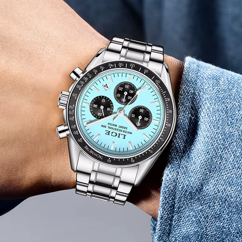 Montre d'affaires entièrement en acier étanche pour homme