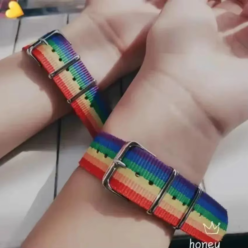 Bracelet arc-en-ciel personnalisé à la mode, couleur arc-en-ciel, pour Couple, en toile tissée d'été, cadeau d'amitié créatif