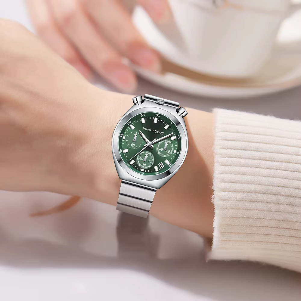 Montre MINI FOCUS en quartz argent et vert pour femme