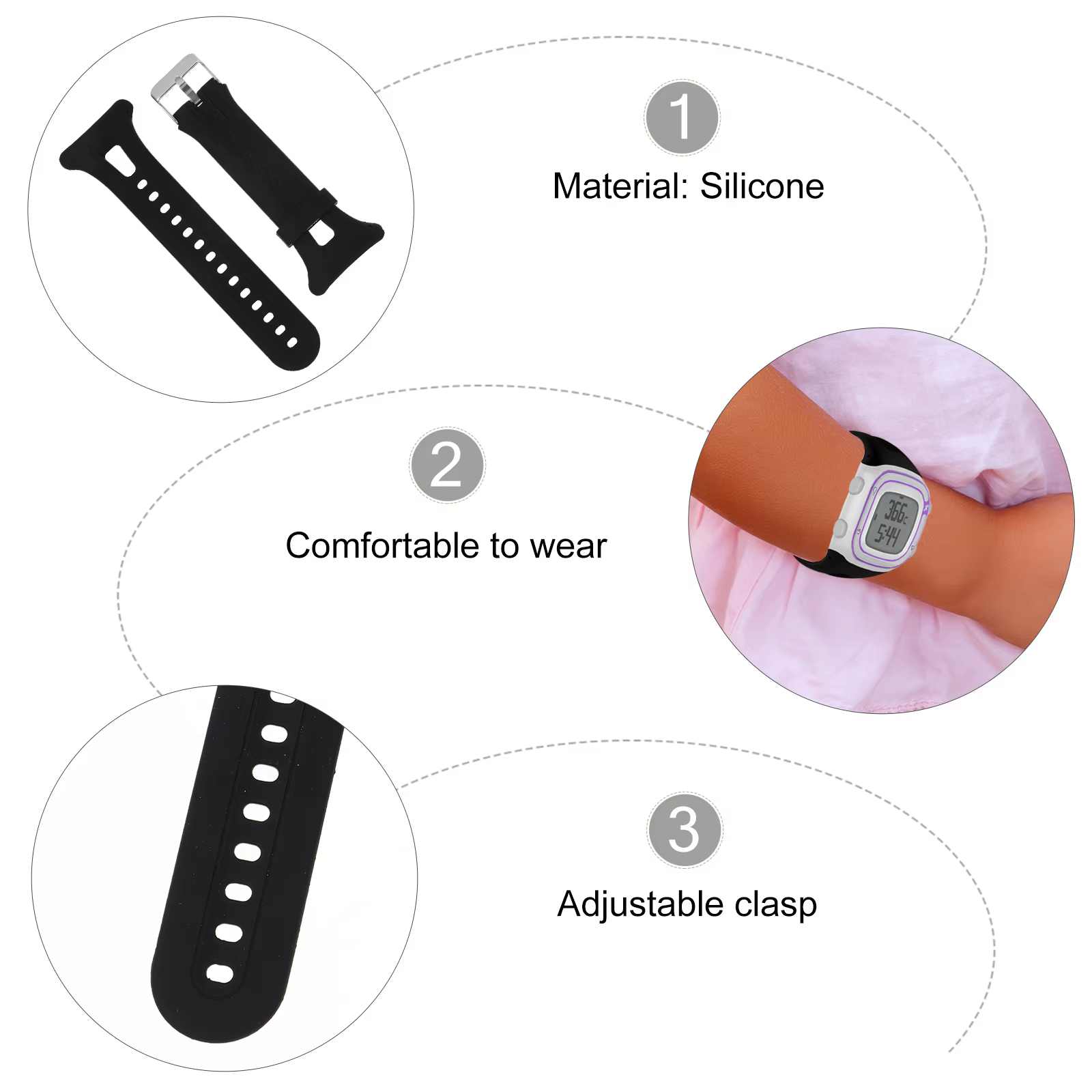 Bracelet de montre intelligent en Silicone réglable pour Forerunner 10 15 Bracelet de remplacement pour Bracelet de montre intelligente Bracelet de montre