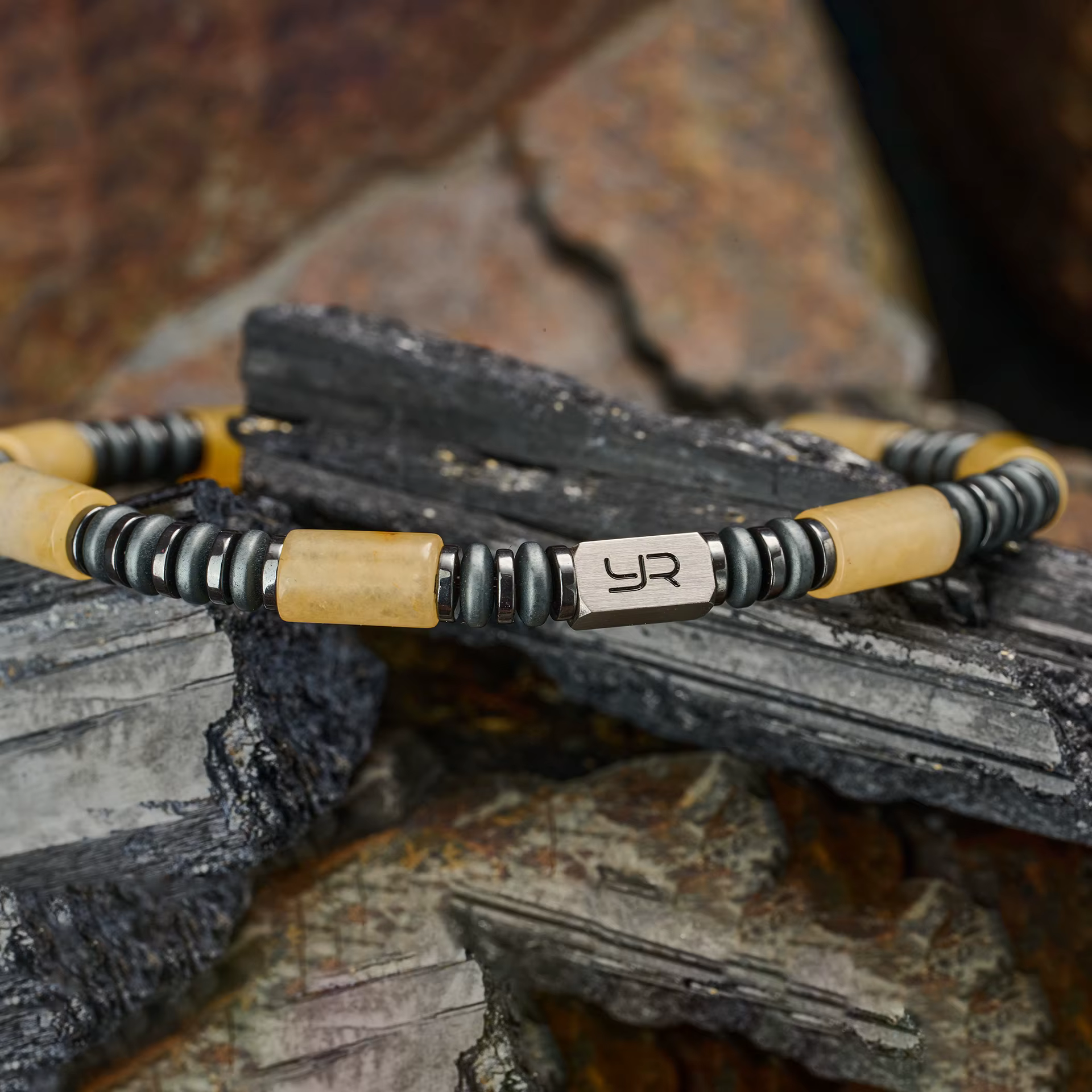 Bracelet en perles de jade jaune naturel pour hommes | Chaîne de mode de style unique de 6 mm | Le cadeau luxueux