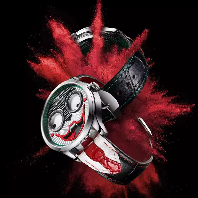 Montre Joker avec bracelet en cuir pour homme