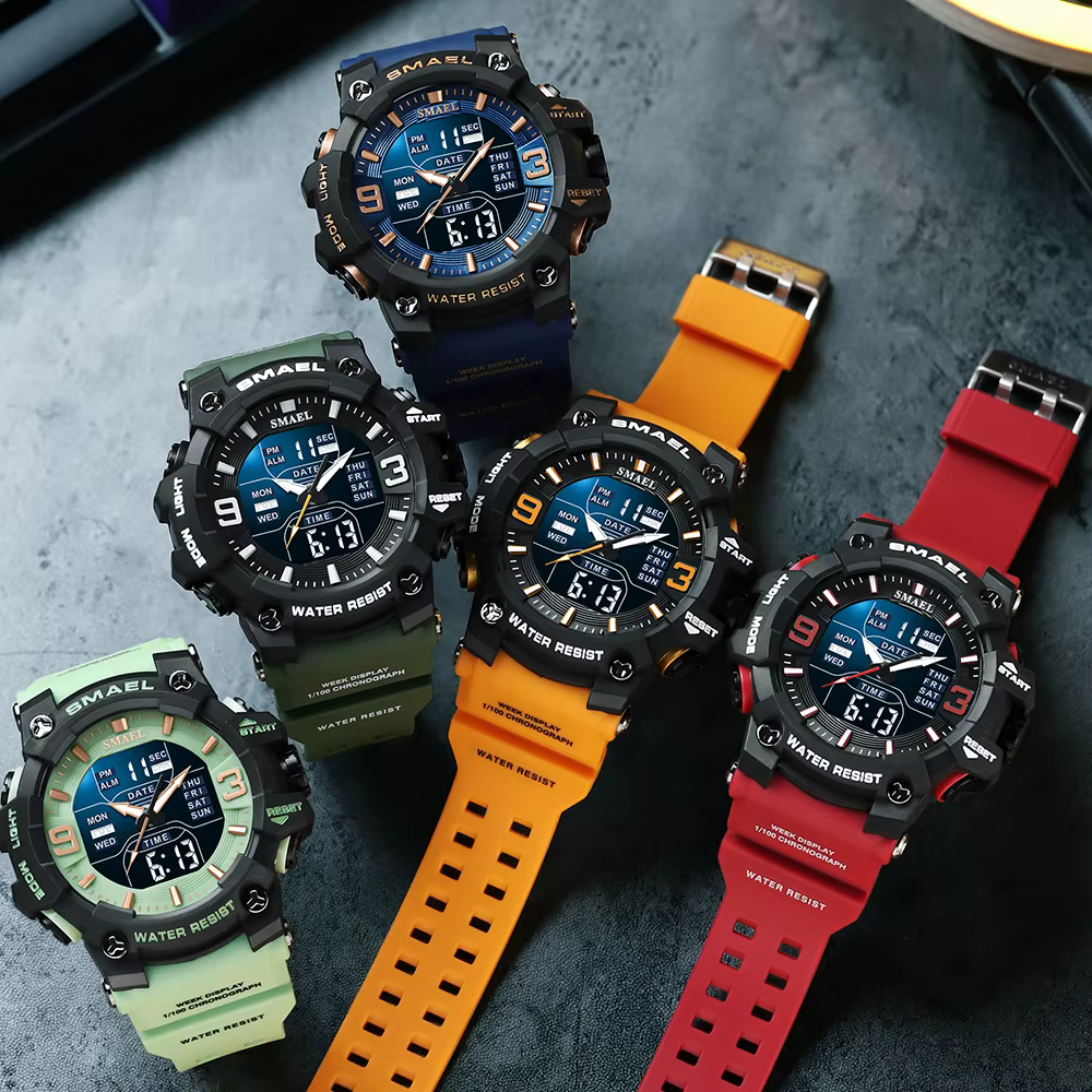 Montre de sport à quartz avec alarme lumineuse LED