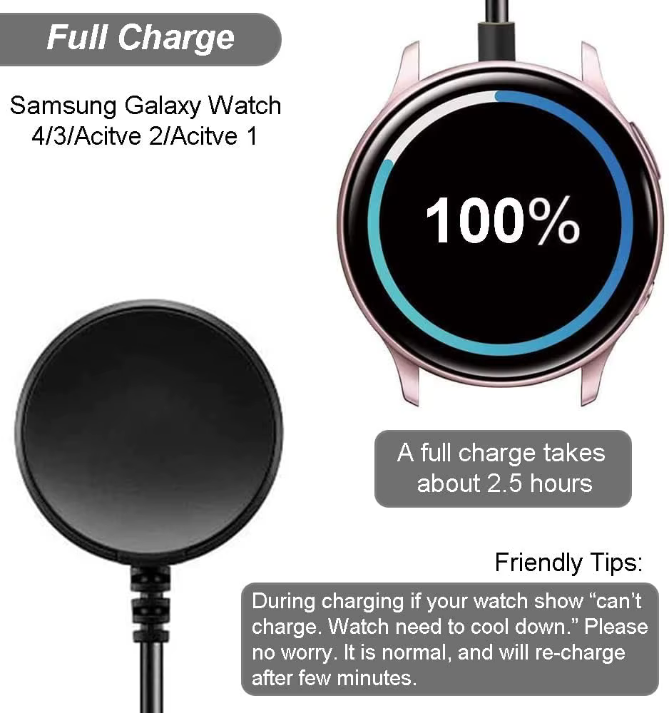 Chargeur de remplacement USB-C Type C pour montre connectée Samsung Galaxy Watch 8/7/6/6 Classic/5/5 Pro/4/4 Classic/Active