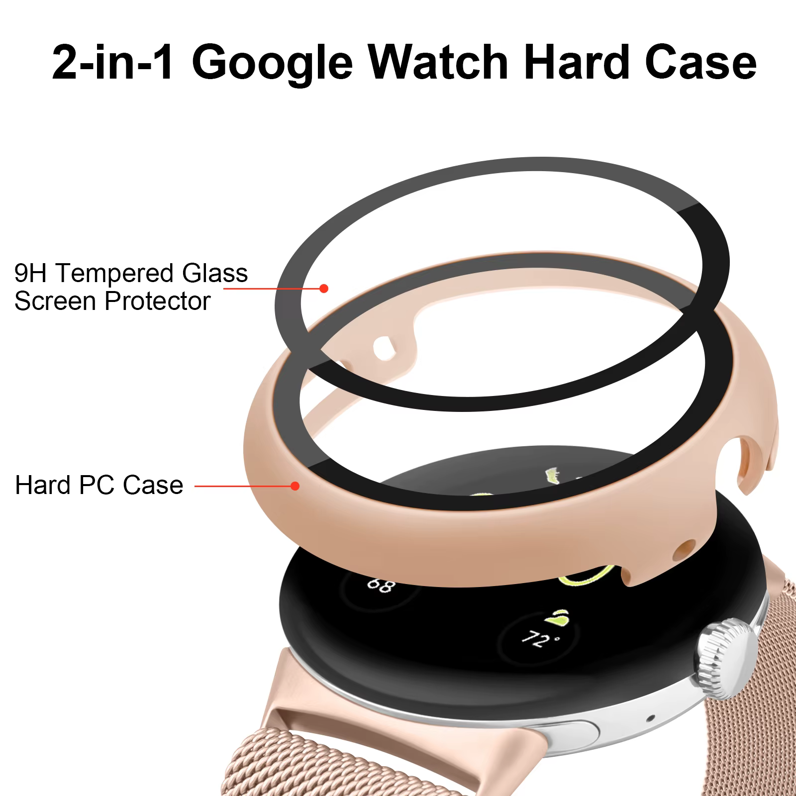 Verre + étui pour Google Pixel Watch PC