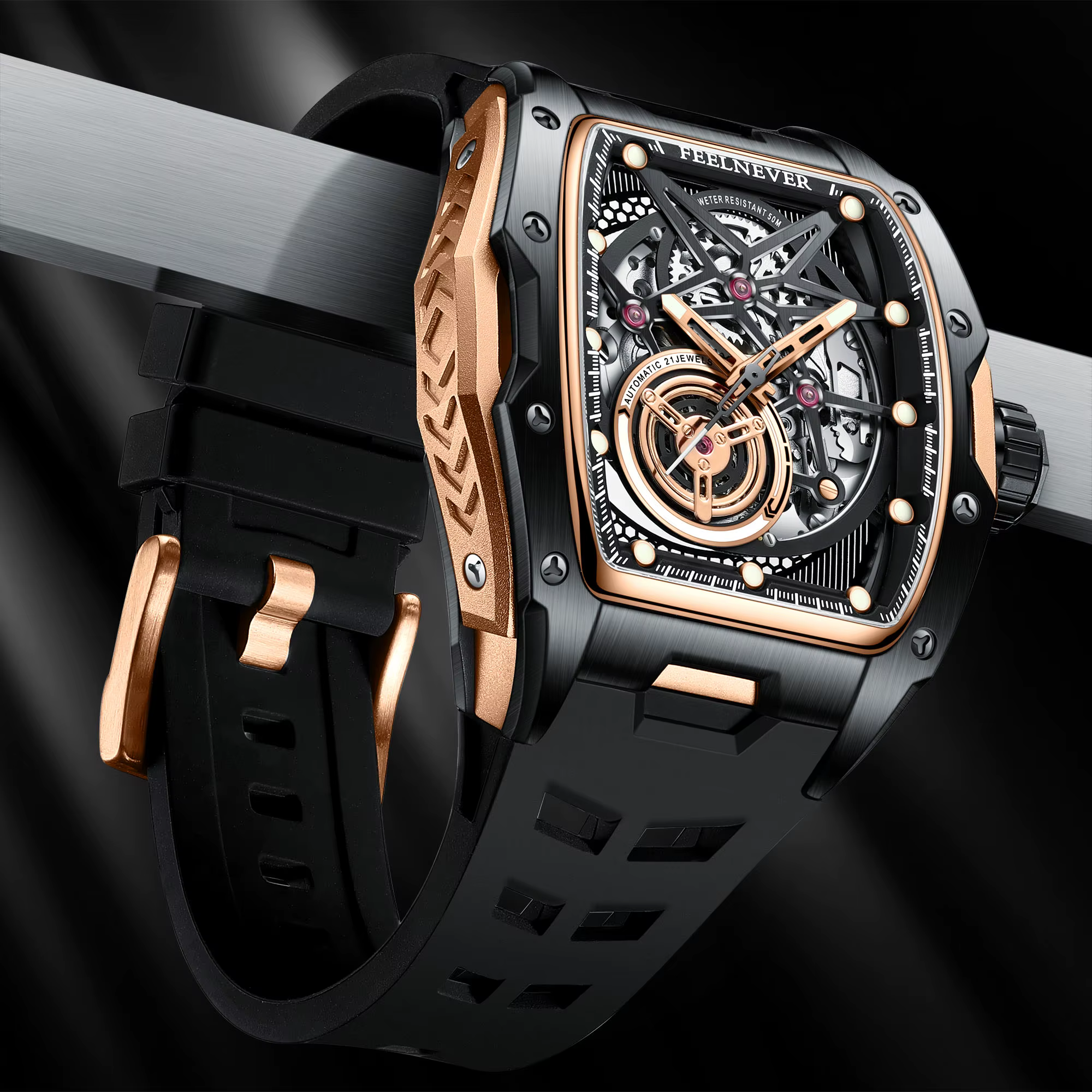 Hollow Tourbillon montres pour hommes montre automatique de luxe