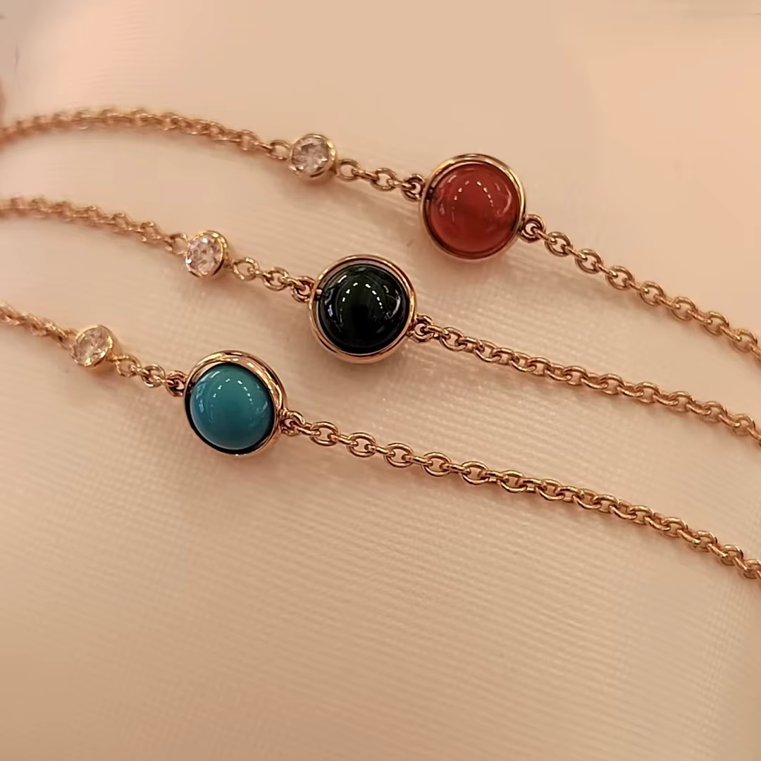 Bracelet pour femme en or rose 18 carats plaqué or, avec nacre naturelle, fonctionnel