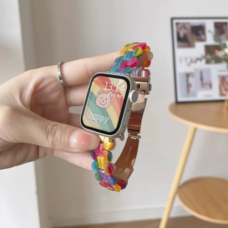 Bracelet en résine transparente arc-en-ciel pour Huawei Watch Fit 5 Pro