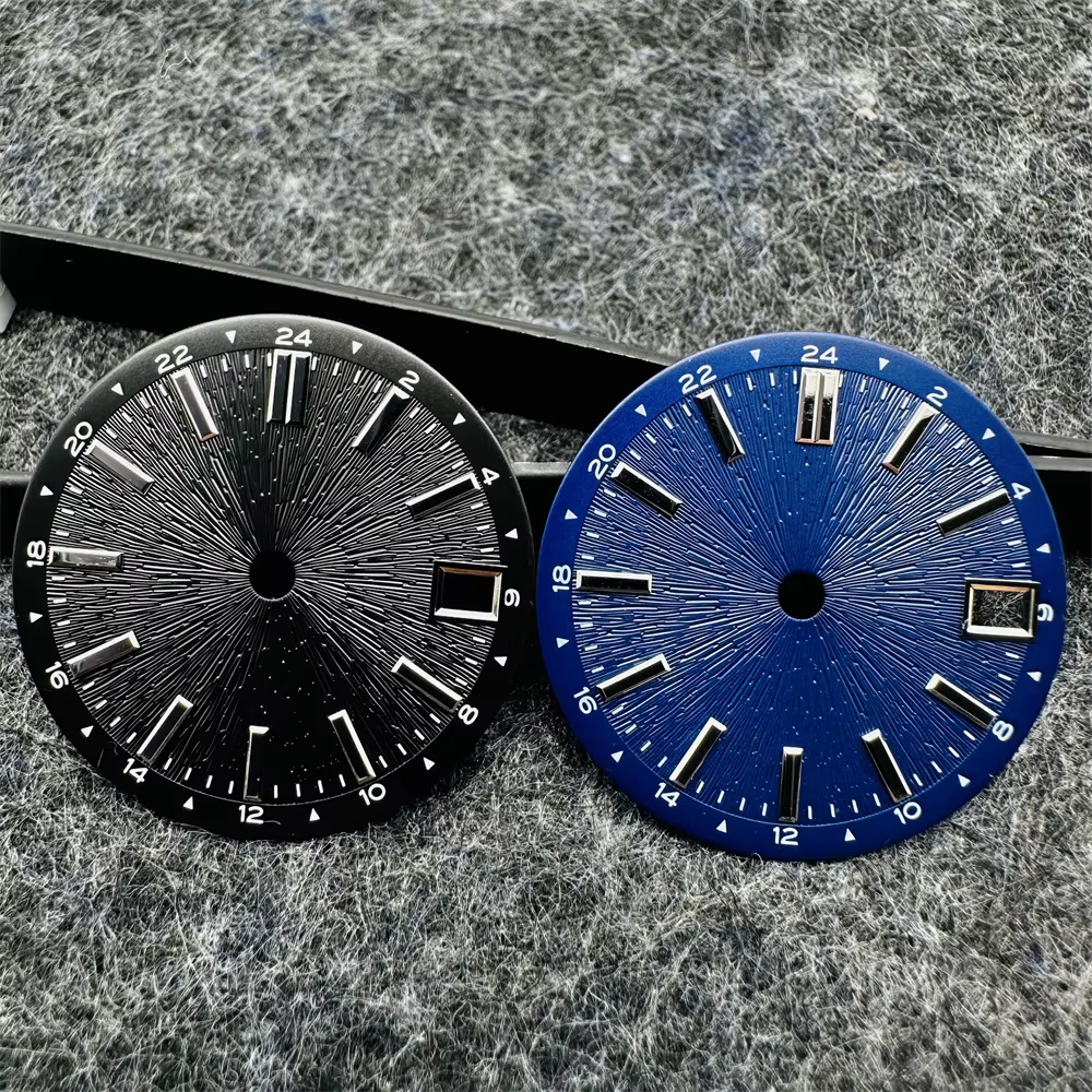 Cadran de montre mécanique modifié à motif rayonnant, 28.5mm, pour mouvement NH34 NH35, accessoires de montre, blanc, noir, bleu