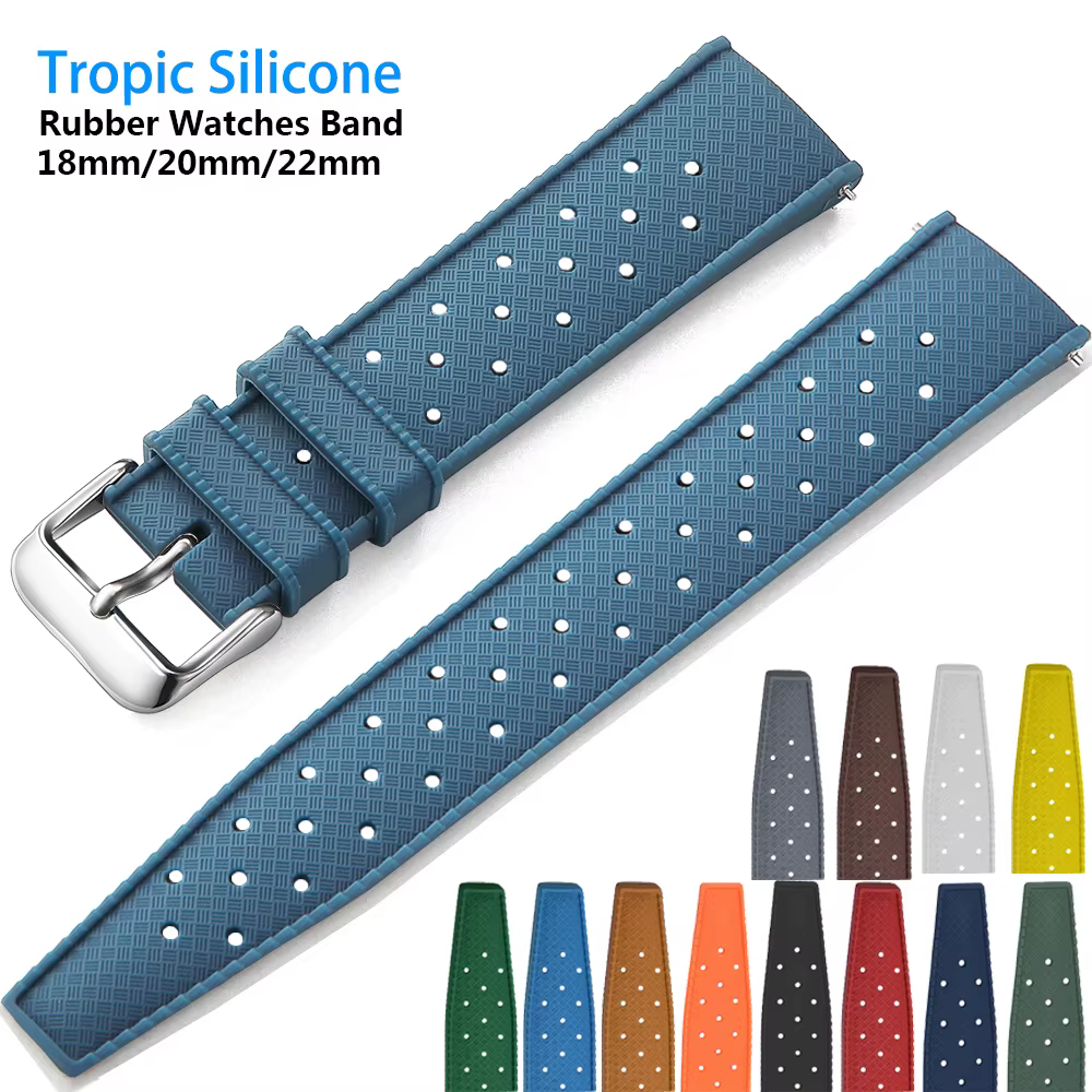 Bracelet de montre en silicone tropical à libération rapide
