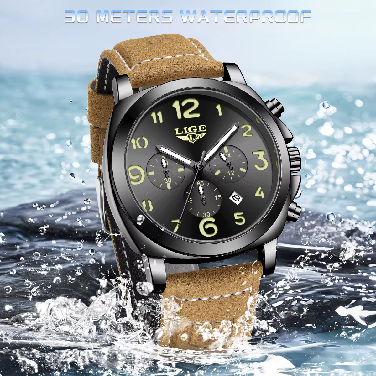 Montre militaire de luxe LIGE pour homme