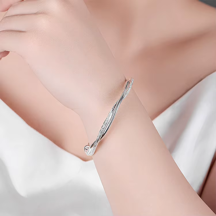 Bracelets tissés en argent sterling 925 de luxe pour femmes, accessoires de fête de mariage, à la mode, bijoux, taille réglable