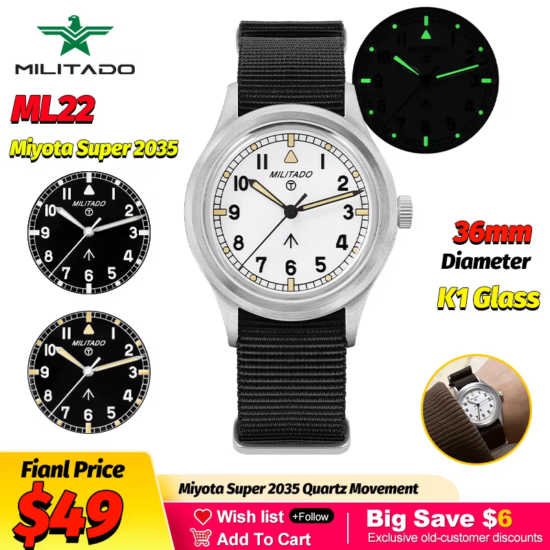Militado ML22 nouvelles montres pour hommes Miyota 2035