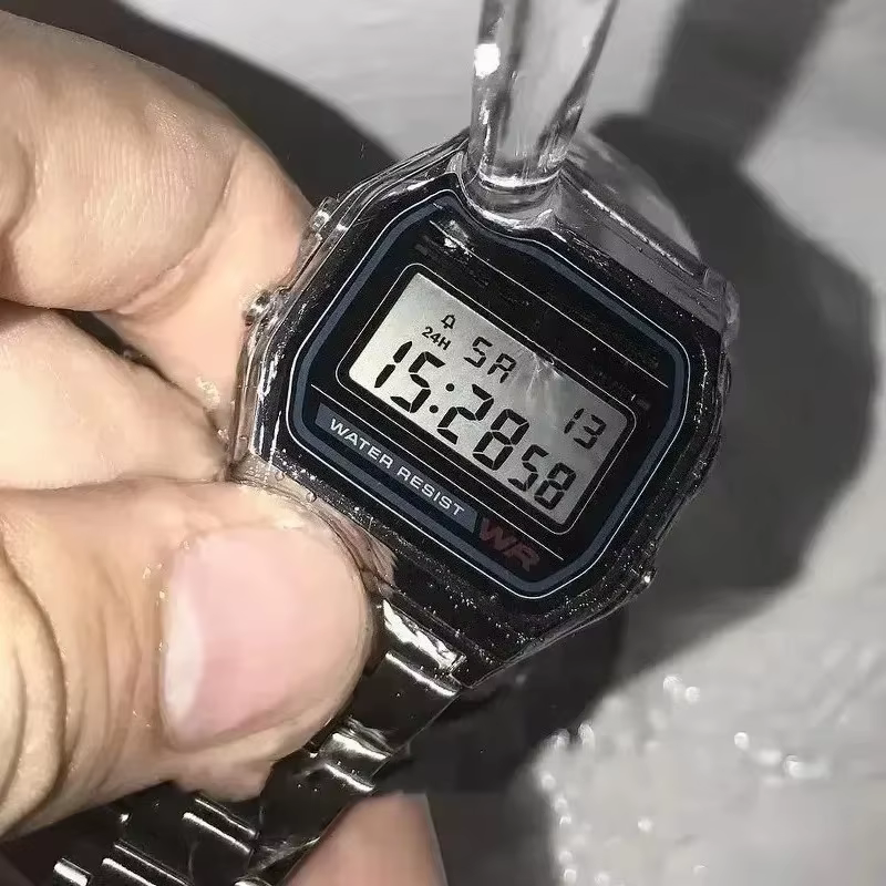Montre numérique en métal pour hommes et femmes, luxe, LED, acier inoxydable, or, argent, électronique, mode business