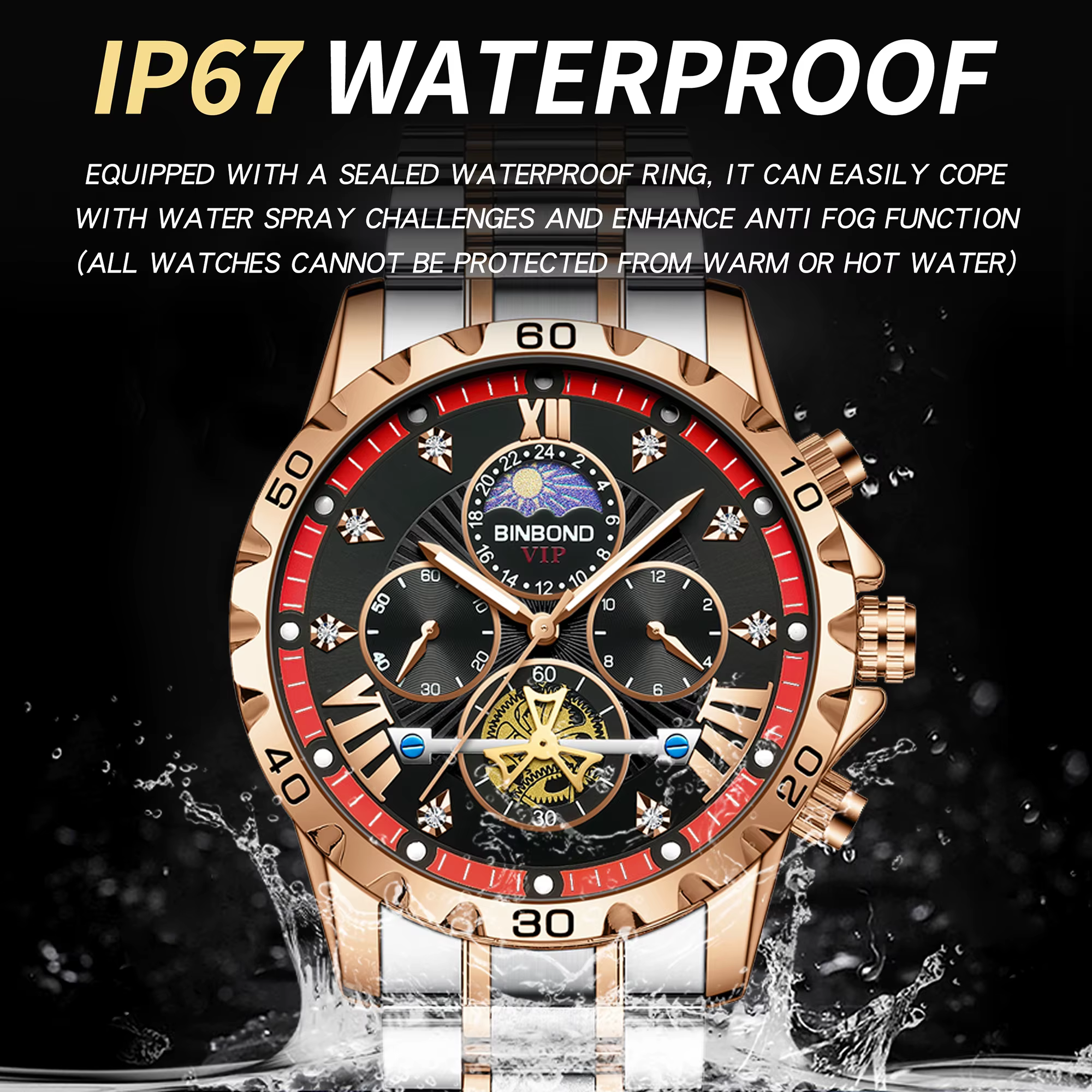 Montres à quartz BINBOND pour hommes