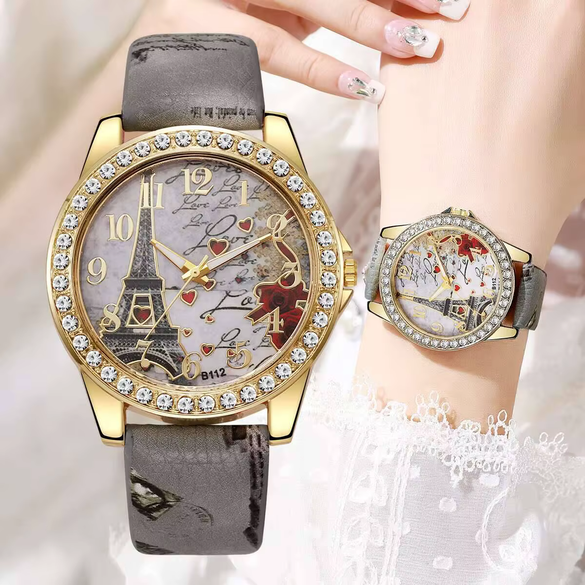 Montre Femme Tendance à Motifs Floraux