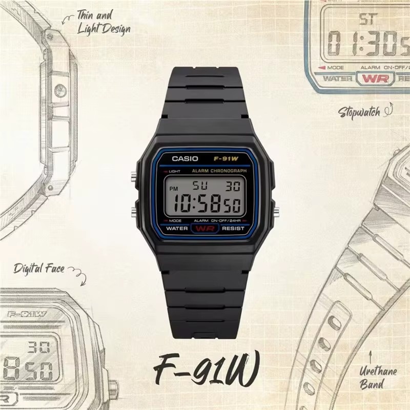 Montre à quartz carrée Casio F-91W-1