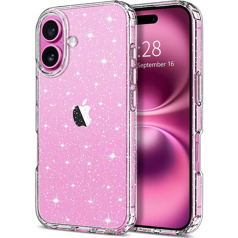 Coque transparente à paillettes pour iPhone 17 Air 16 E Pro Max 16e 15 Plus 14 13 Mini 12 11 SE 2022 2020, accessoires de couverture de téléphone pour femmes et filles