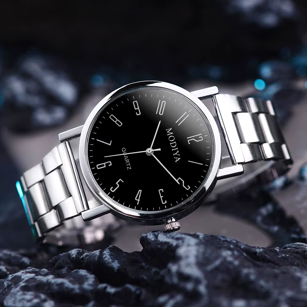 Montre à bande d'acier pour hommes