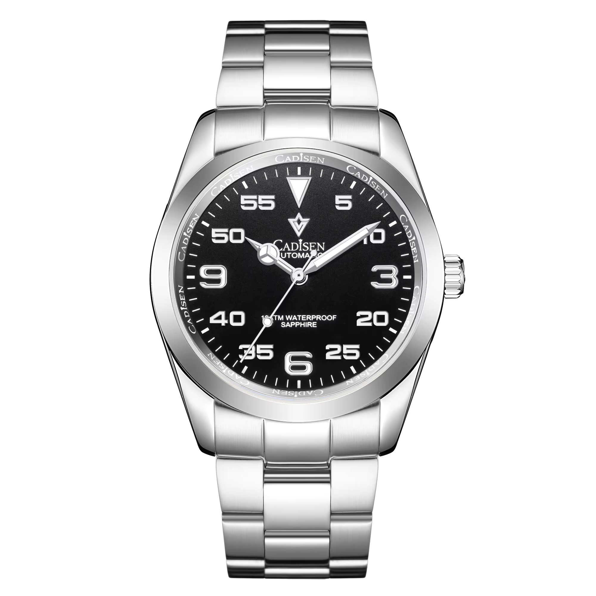 CADISEN Montre pour Hommes Top Marque De Luxe Cadran Noir Montres Automatiques Lumineux Étanche Mécanique