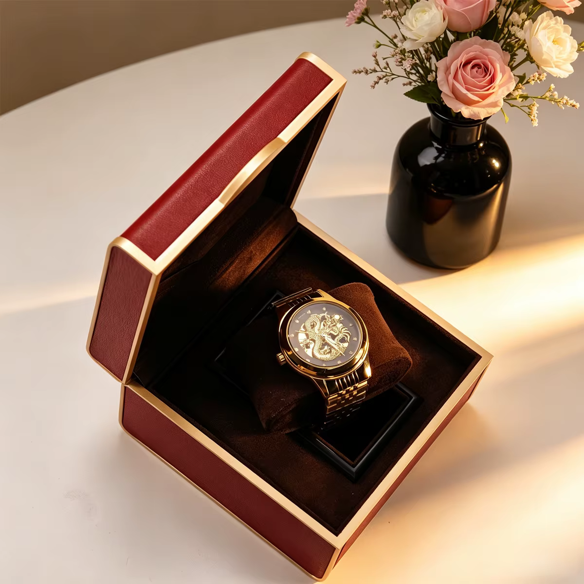 Boîte à montre de luxe en cuir PU