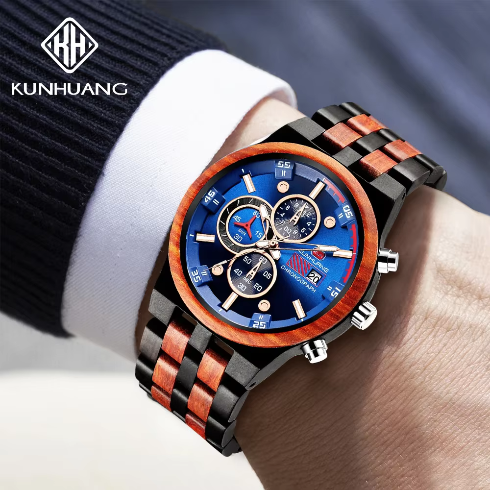 Montre en bois KUNHUANG pour homme