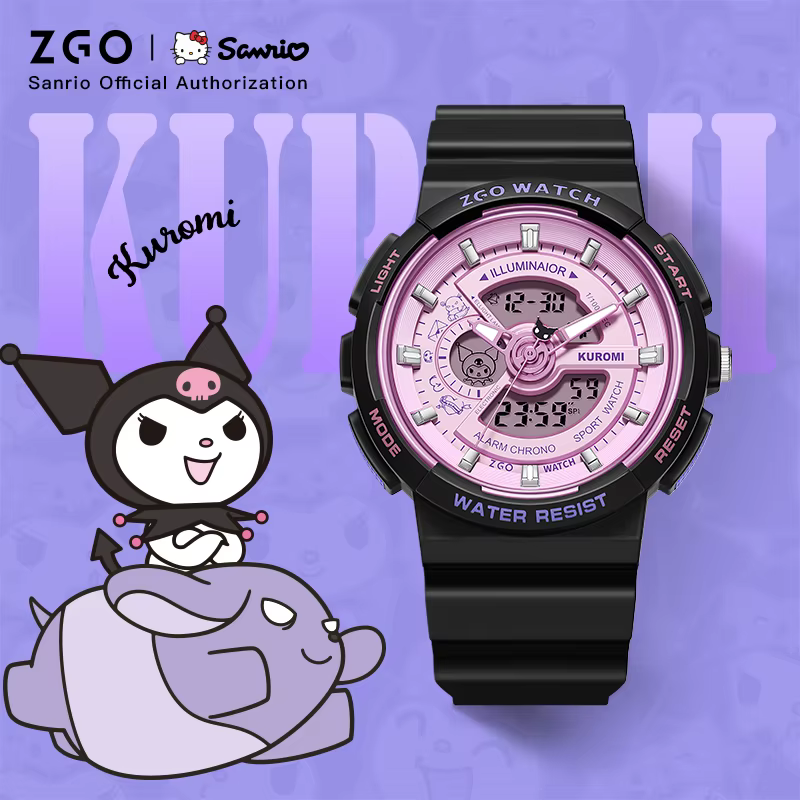 ZGO X Sanurgente Kuromi Montre Électronique Étanche 50M