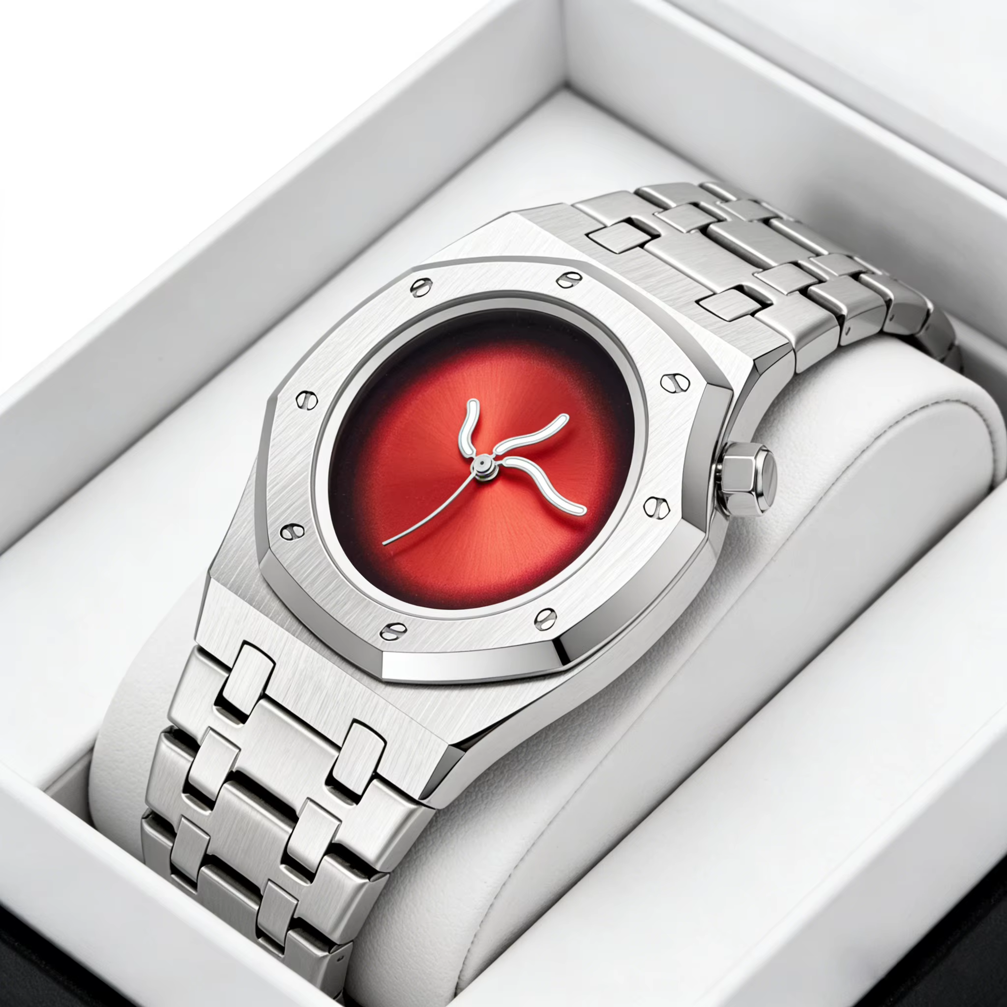 Montre à quartz pour homme, 1 pièce, élégante et luxueuse pour les affaires et les loisirs, coque irrégulière, bracelet en acier inoxydable, montre à quartz pour homme