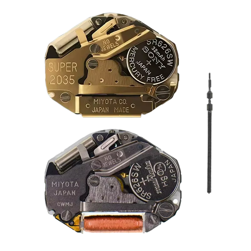 Miyota Super 2035 mouvement à Quartz doré 3 aiguilles accessoire de haute qualité boîtier en argent pièce d'origine pour la réparation de montres