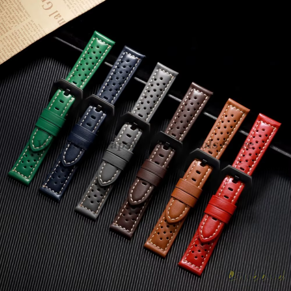 Bracelet de montre en cuir de vache respirant fait à la main 18mm 20mm 22mm 24mm 26mm pour Panerai pour Omega