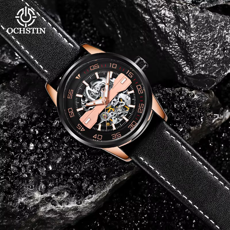 Montre mécanique automatique creuse pour homme