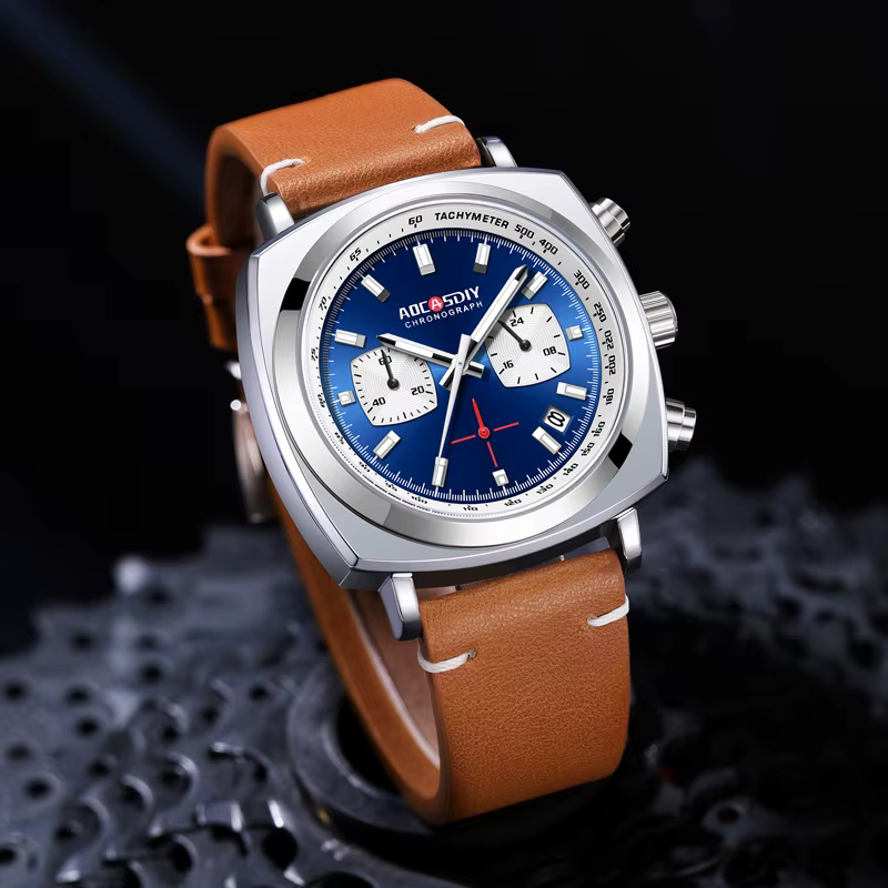 Nouvelles Montres Carrées 2026 pour Hommes – Chronographe Quartz Multifonctionnel à Trois Cadrans et Six Aiguilles