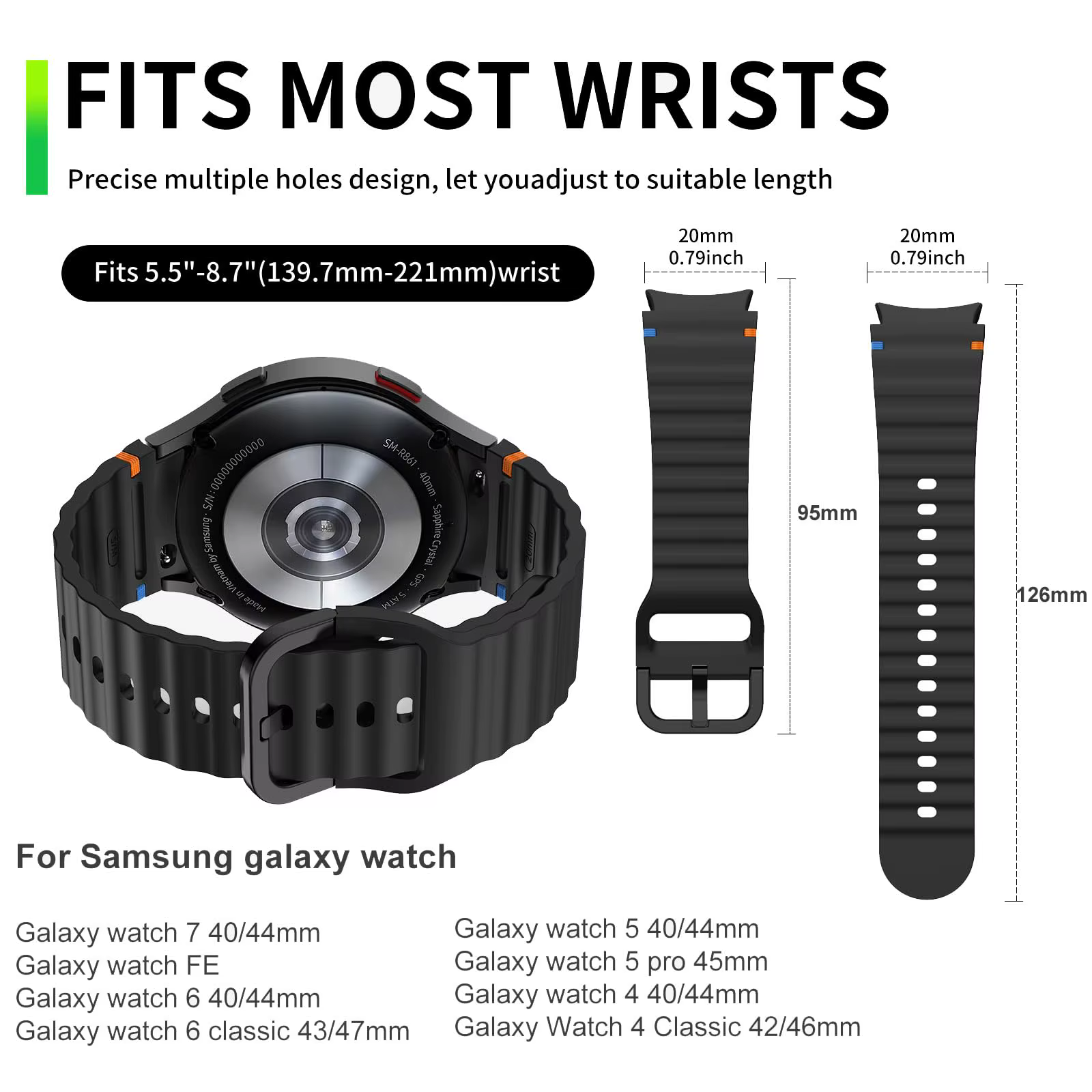 Bracelet de sport en silicone pour Samsung Galaxy Watch