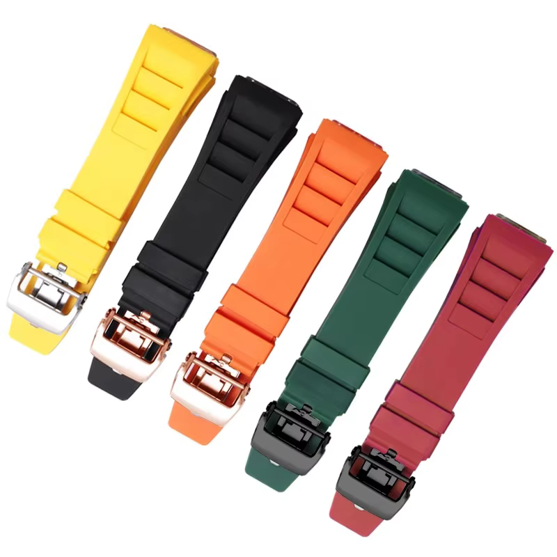 Bracelet de montre en caoutchouc de silicone étanche pour homme