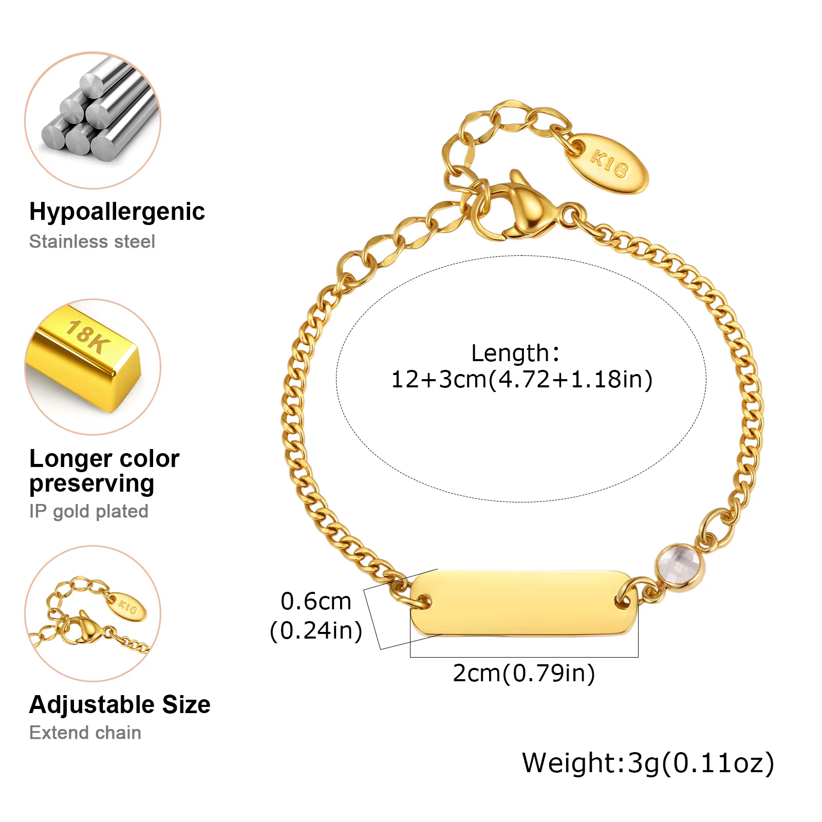 Bracelet personnalisé avec nom et barre d'identification, pour bébé et enfant, breloques tressées à la main, cadeau d'anniversaire pour nouveau-né fille
