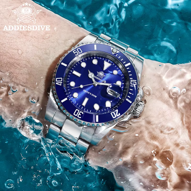 ADDIESDIVE montres à Quartz de plongée pour hommes lunette en céramique en acier inoxydable 316L montre-bracelet étanche rétro C3 montre analogique lumineuse