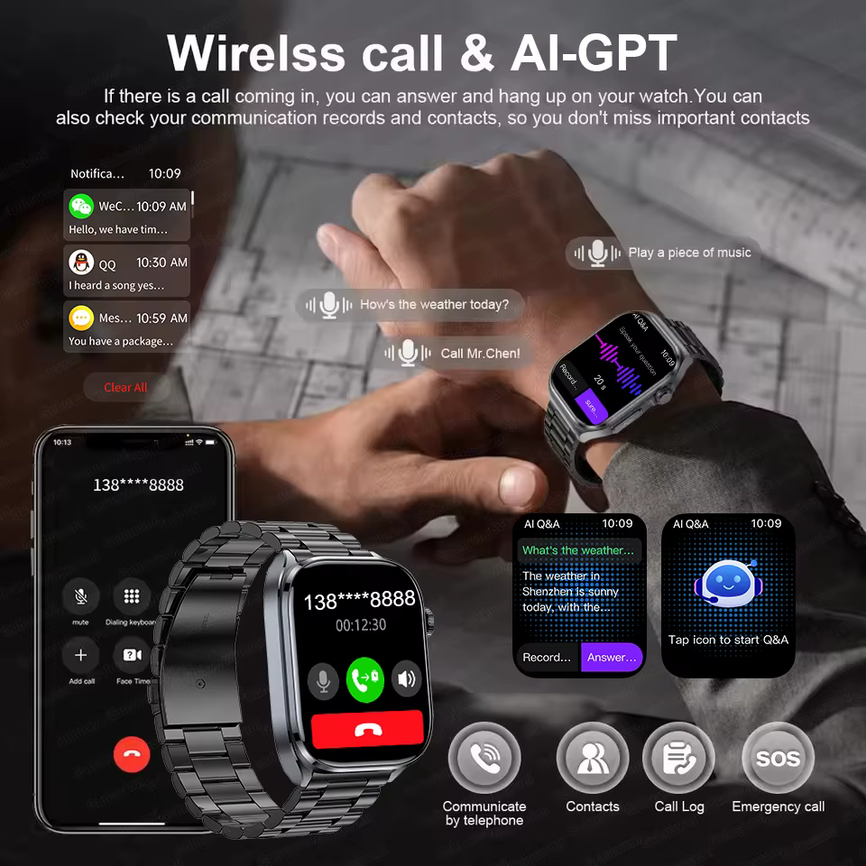 2025 nouvelle Diagose AI ECG santé montre intelligente hommes pression artérielle lipïde acide uricique AI-GPT