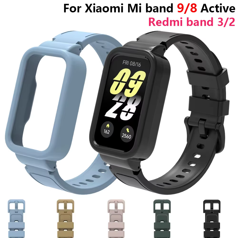 Bracelets en Silicone intégrés + étui pour Xiaomi Smart band 9 8 Bracelet actif