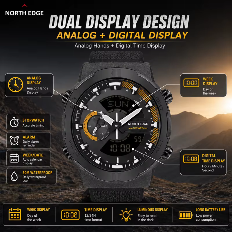 Montre numérique NORTH EDGE 2026 HORNET pour homme