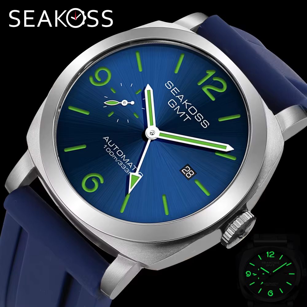 SEAKOSS GMT plongée automatique montres mécaniques hommes 1963 ST2557 mouvement mouette 316L calendrier Super lumineux 10Bar montres-bracelets