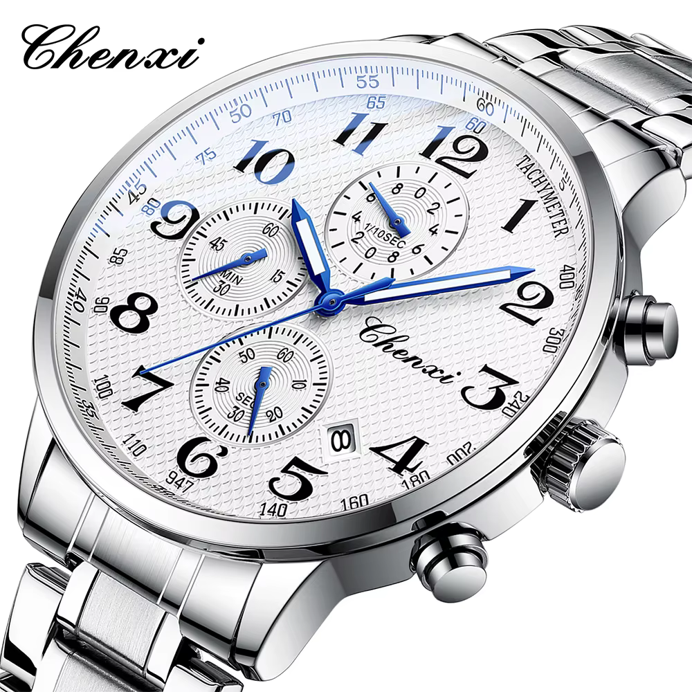CHENXI montres pour hommes multi-fonctionnel Quartz homme montre calendrier lumineux chronographe