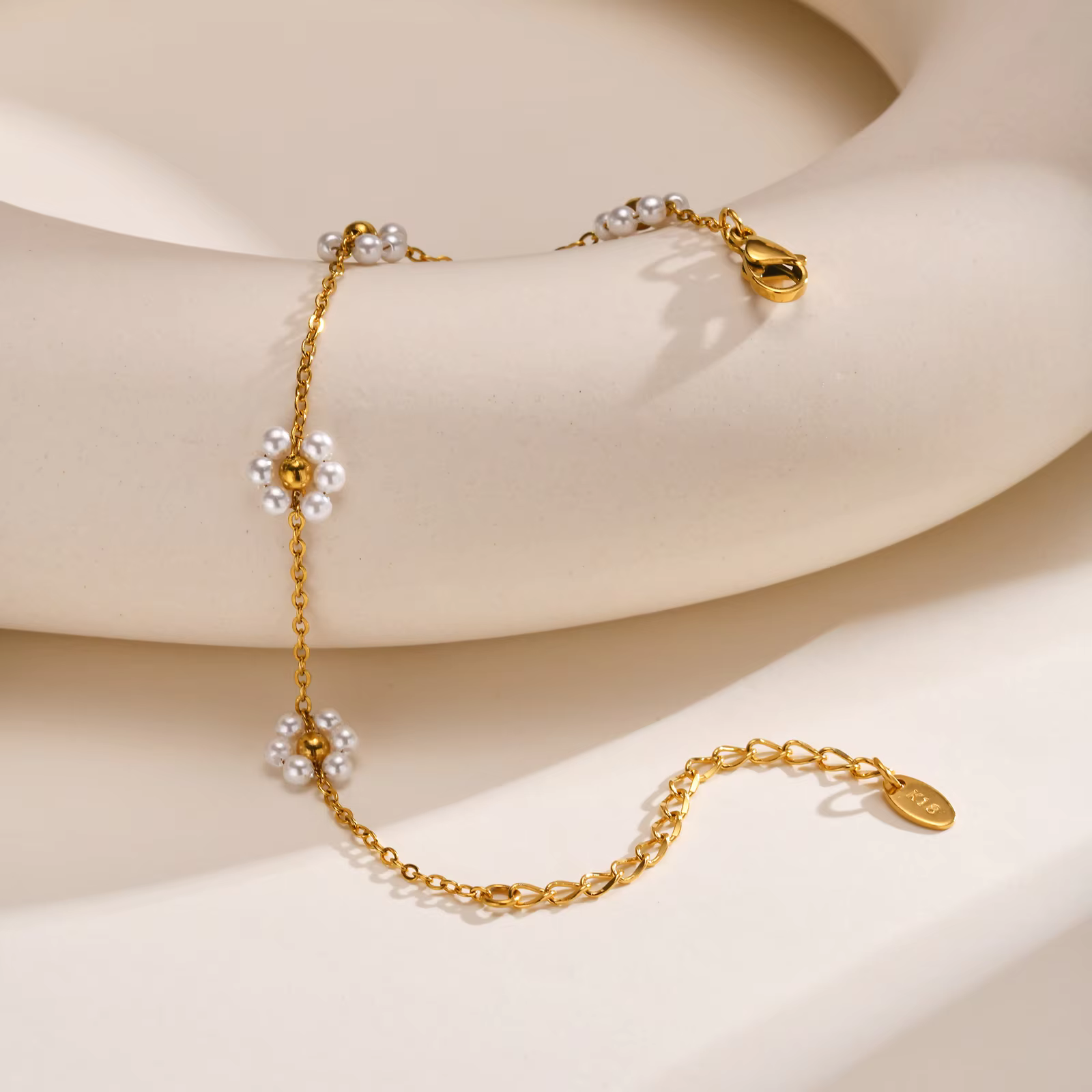 Destroy AndrFlower-bracelet pour femmes, bracelet plaqué or JO18 K, maillon ajustable en acier inoxydable, bijoux boho d'été