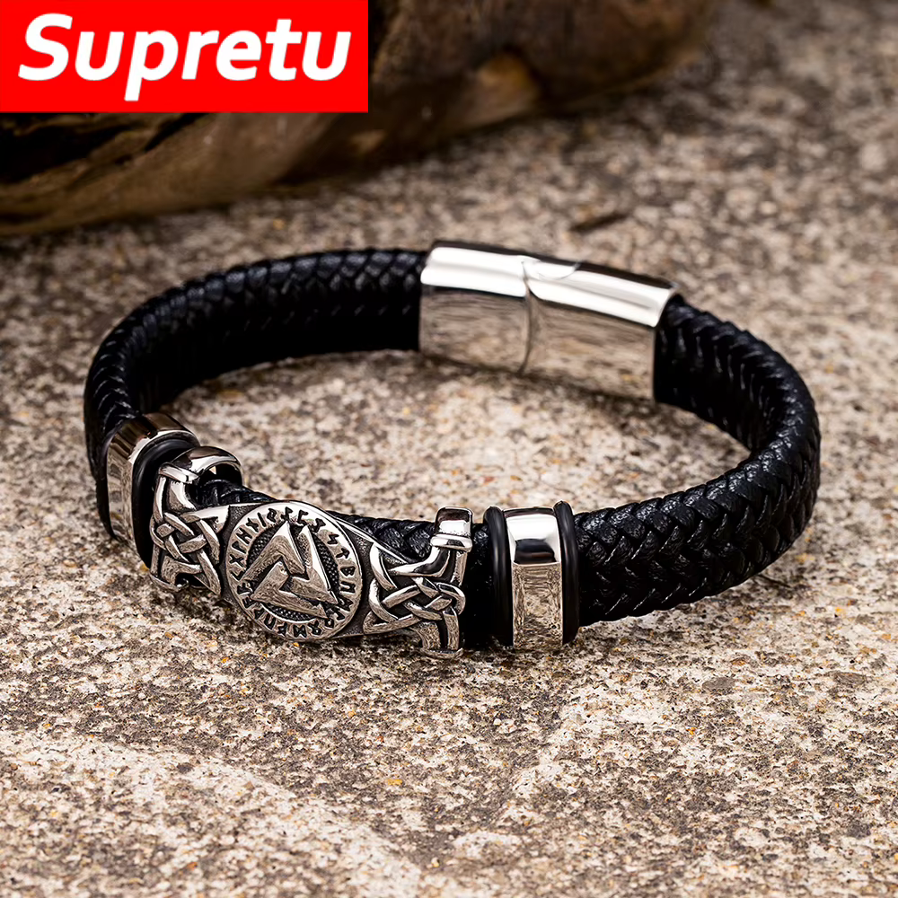 Bracelet en cuir véritable pour hommes