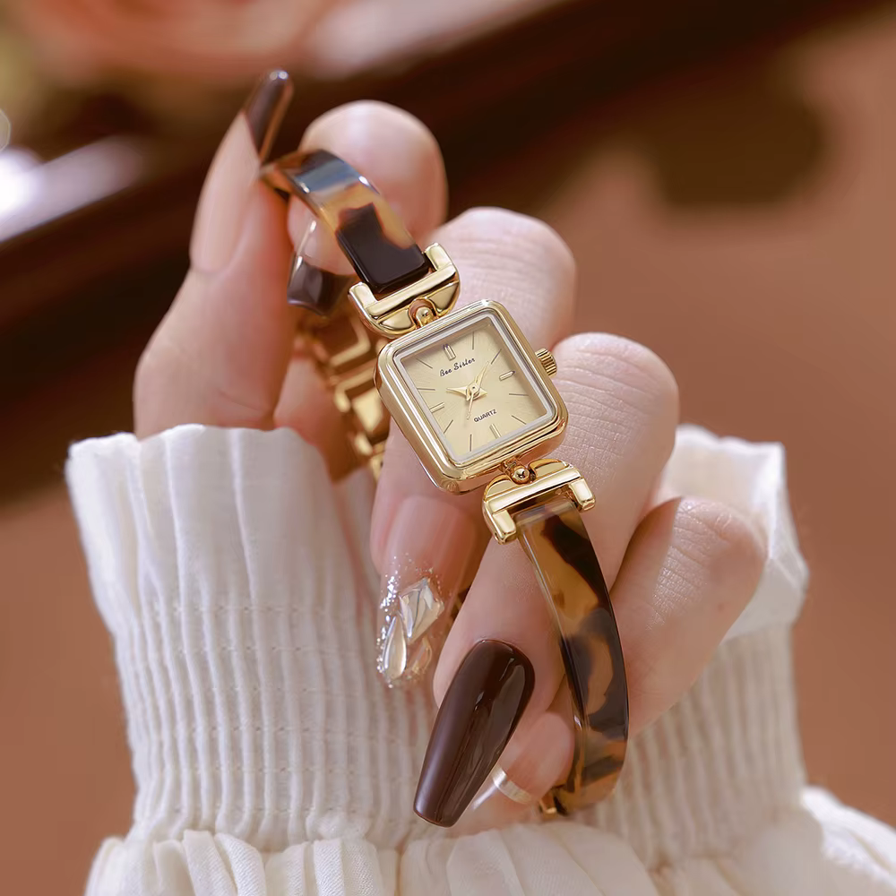 Bee Sister dames montres nouveau 2025 luxe écaille de tortue ambre montres pour femme Vintage Bracelet montre-Bracelet carré