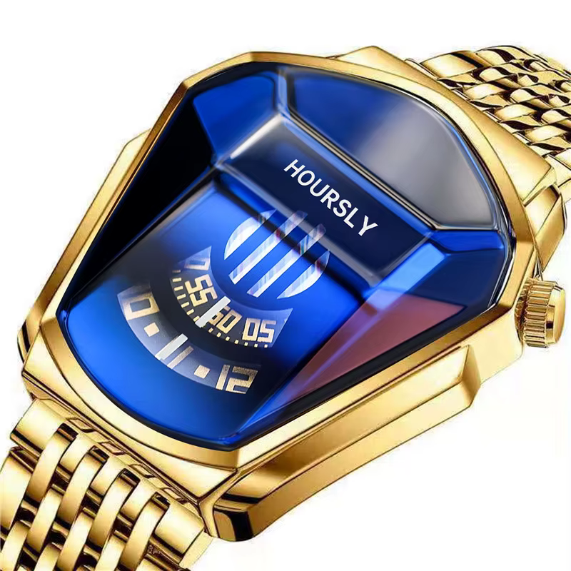 Hommes montre-bracelet or marque de luxe haut en acier inoxydable bande mode montres à Quartz