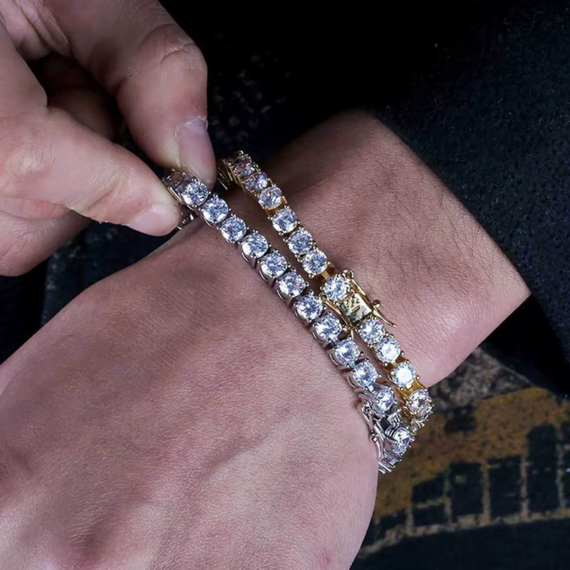 Bracelet de Tennis hip hop en zircone cubique pour hommes