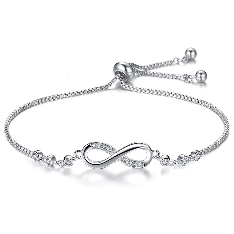 Nouveaux jolis bracelets en argent sterling 925 avec cristaux pour femmes, bijoux de mode, accessoires de fête et de mariage, cadeaux pour la Saint-Valentin