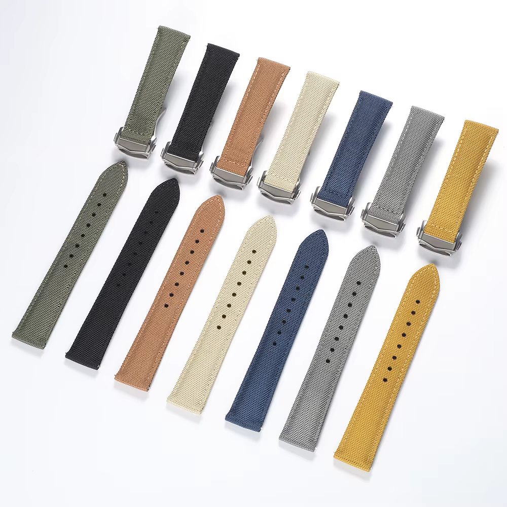 Bracelet de montre en tissu voile déployant 20mm 22mm